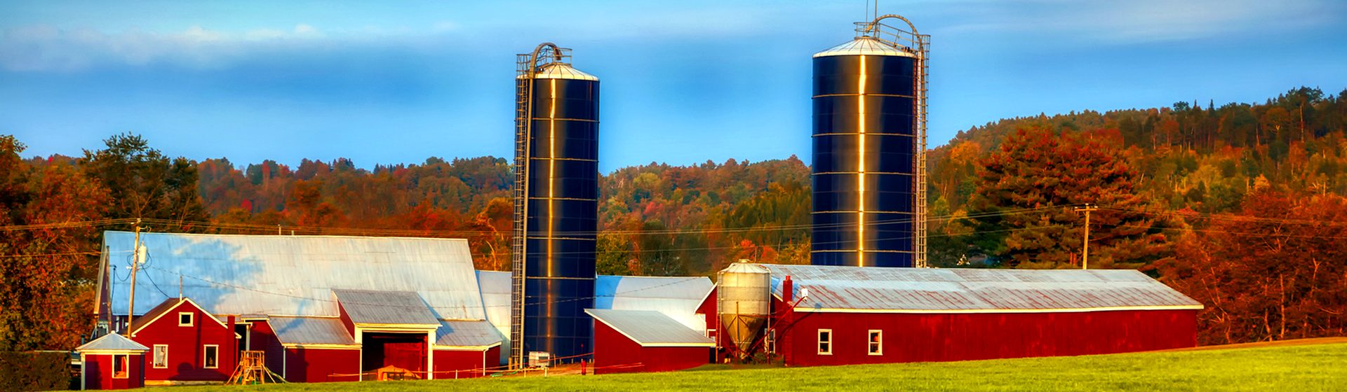 Wisconsin farm at sunset